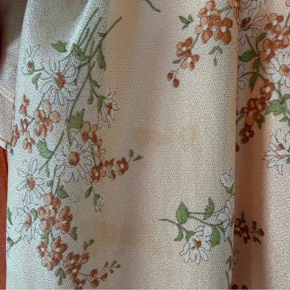 🌼Vintage 70s Peach Floral Maxi Dress w/ Belt Romantic Prairie Boho Goddess - Picture 8 of 8